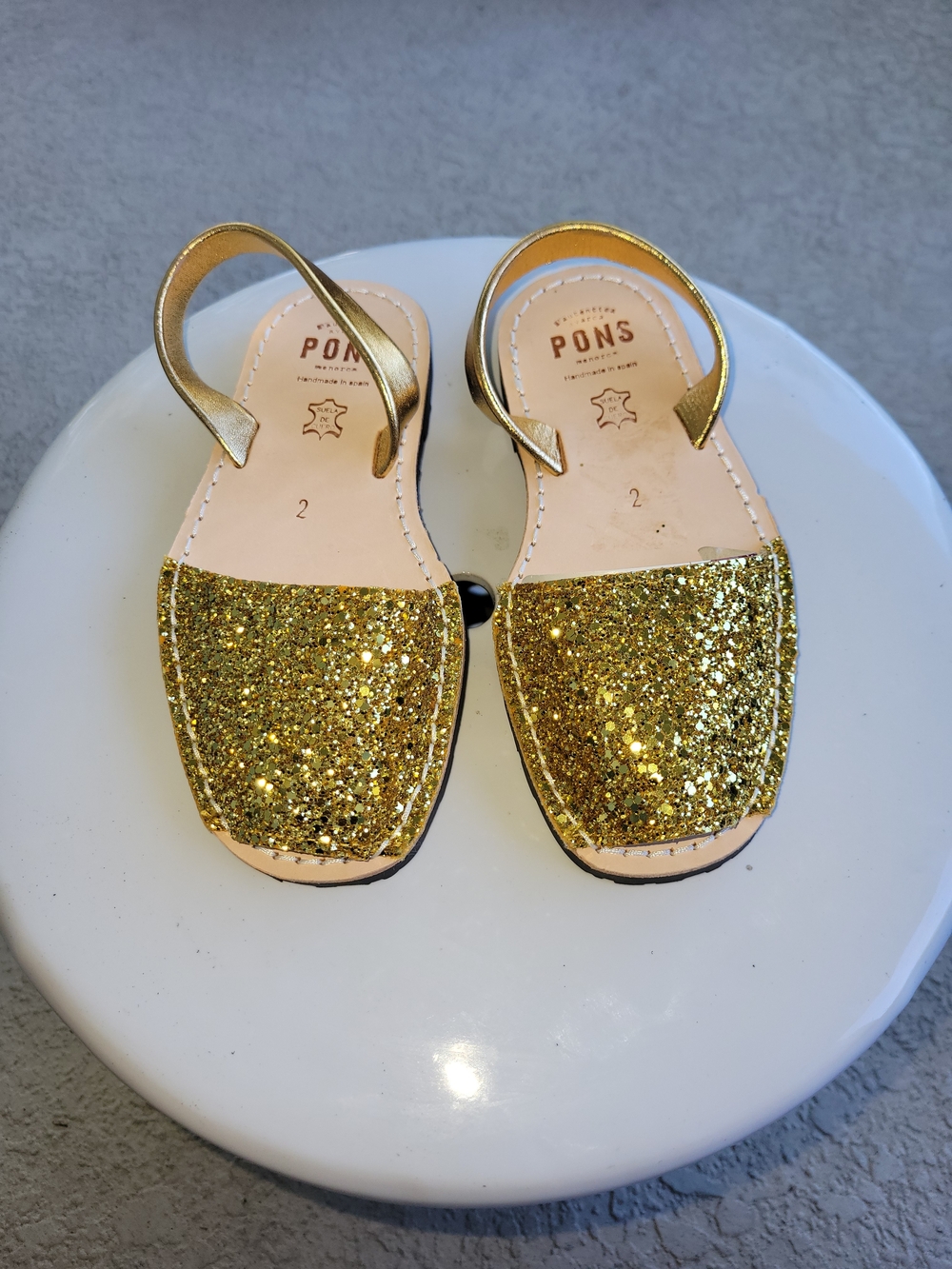 Pons Kids Gold Glitter Slingback Sandals